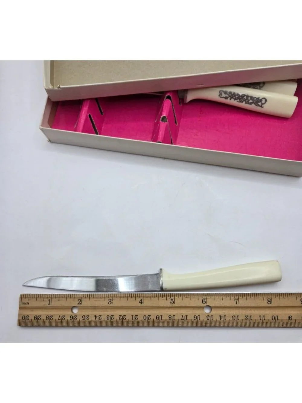 Vtg Regent Sheffield Vintage Steak Knife Set of 5 Ornate Handles In Original Box